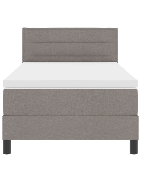 Letto Box Spring con Materasso e LED Taupe 90x200 cm Tessuto