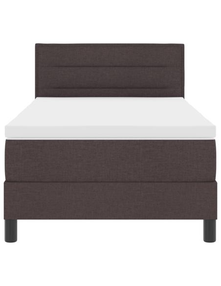 Letto Box Spring con Materasso e LED Marrone Scuro 100x200 cm in Tessuto