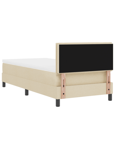 letto box spring con materasso e LED crema 100x200 cm in tessuto