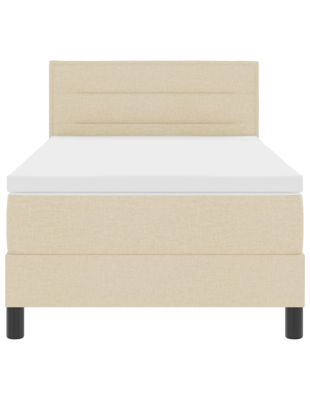 letto box spring con materasso e LED crema 100x200 cm in tessuto