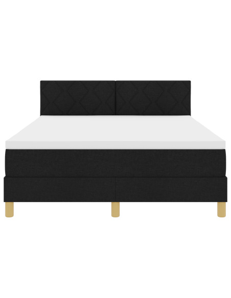 Letto a Molle con Materasso e LED Nero 160x200 cm Tessuto