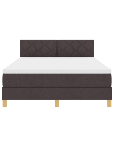 Letto a Molle con Materasso e LED Marrone Scuro 160x200 cm Tessuto