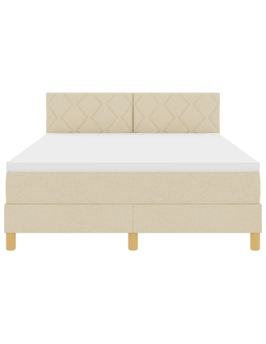 Letto a Sorgente LED con materasso Crema 160 x 200 cm Tessuto