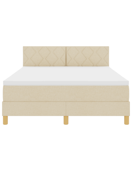 Letto a Sorgente LED con materasso Crema 160 x 200 cm Tessuto