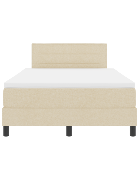 Letto Box Spring con Materasso & LED Crema 120x190 cm Tessuto