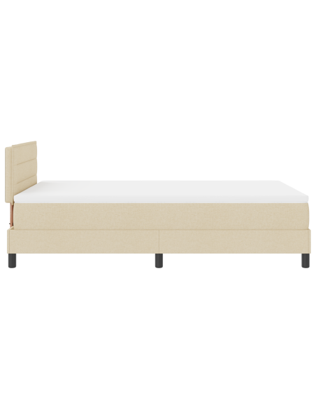Letto Box Spring con Materasso & LED Crema 120x190 cm Tessuto