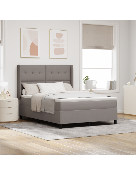 Letto Box Spring con Materasso Tortora 140x200 cm Tessuto
