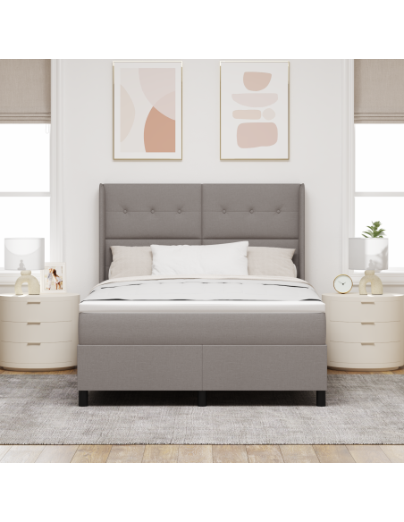 Letto Box Spring con Materasso Tortora 140x200 cm Tessuto