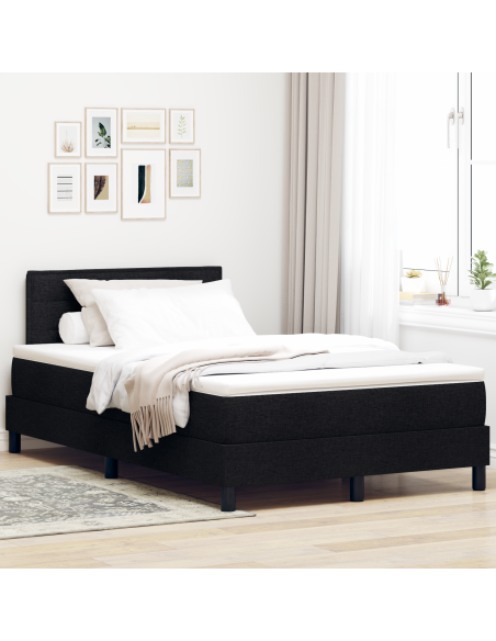Letto Box Spring con Materasso e LED Nero 120x200 cm Tessuto