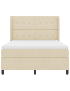 Letto a molle con materasso Crema 140 x 200 cm Tessuto 2