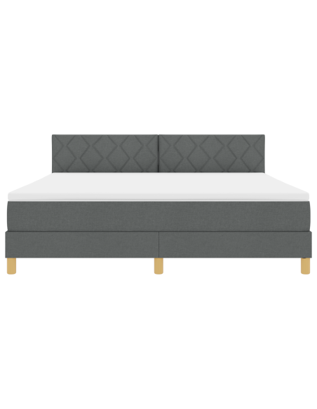 Letto Box Spring con Materasso & LED Grigio Scuro 180x200 cm Tessuto