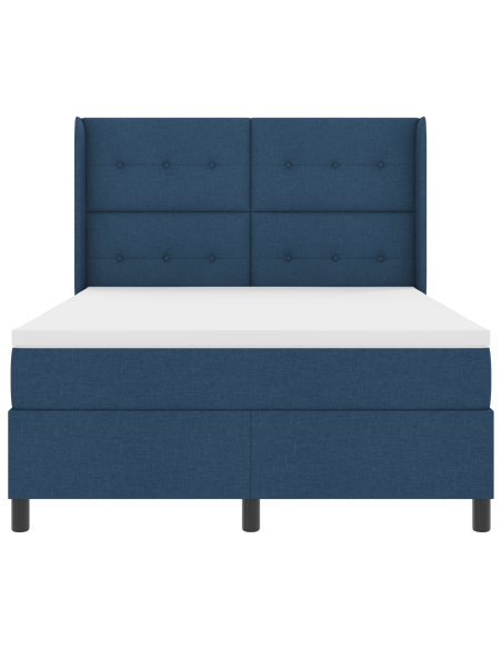 Letto a Rete con Materasso Blu 140x200 cm in Tessuto