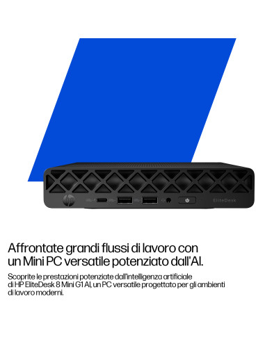 HP EliteDesk 8 Mini G1i Desktop AI PC Wolf Pro Security Edition 1 TB SSD Windows 11 Pro Mini PC Nero