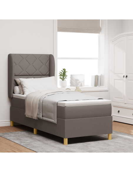 Letto Box Spring con Materasso Tortora 80x200 cm Tessuto