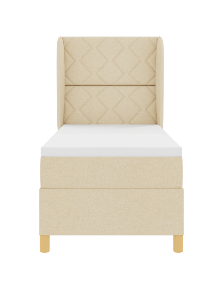 Letto con Rete a Molle e Materasso Crema 80x200 cm Tessuto