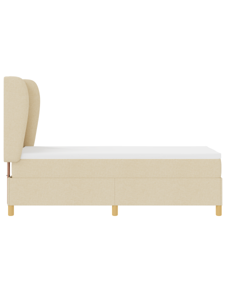 Letto con Rete a Molle e Materasso Crema 80x200 cm Tessuto