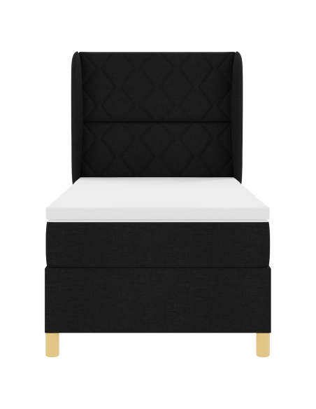 Letto Box Spring con Materasso Nero 90x190 cm in Tessuto