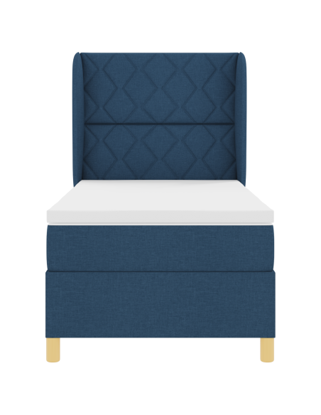 Letto Box Spring con Materasso - Blu - 90x190 cm - Tessuto