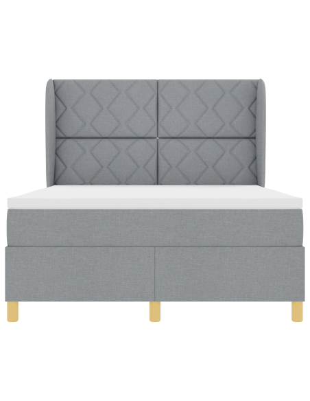 Letto Box Spring con Materasso Grigio Chiaro 140x190 cm Tessuto