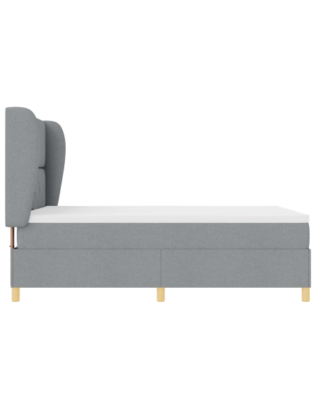 Letto Box Spring con Materasso Grigio Chiaro 140x190 cm Tessuto