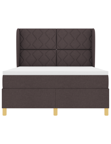 Letto a Molle con Materasso Marrone Scuro 140x190 cm Tessuto