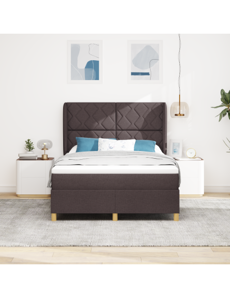 Letto a Molle con Materasso Marrone Scuro 140x190 cm Tessuto
