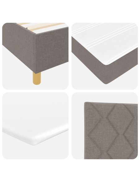 Letto a Molla Box con Materasso Tortora 140x190 cm Tessuto