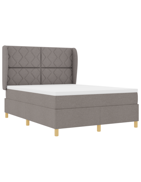 Letto a Molla Box con Materasso Tortora 140x190 cm Tessuto
