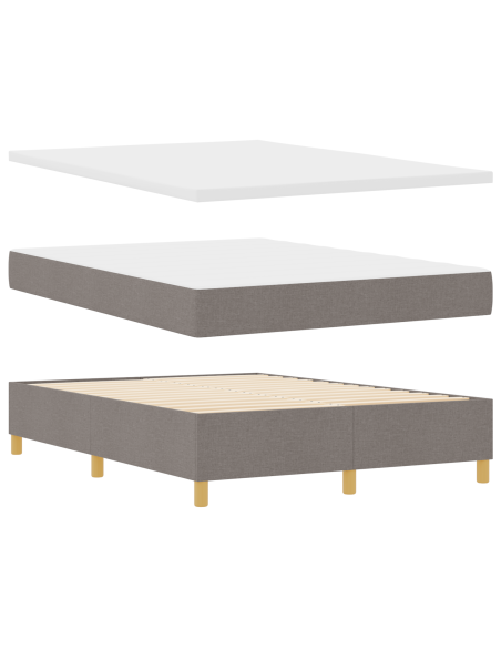 Letto a Molla Box con Materasso Tortora 140x190 cm Tessuto