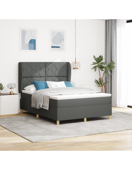 Letto a Rete con Materasso Grigio Scuro 140x200 cm Tessuto
