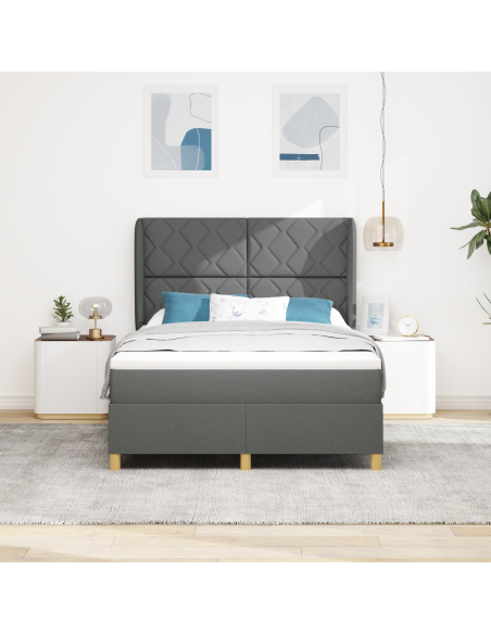 Letto a Rete con Materasso Grigio Scuro 140x200 cm Tessuto