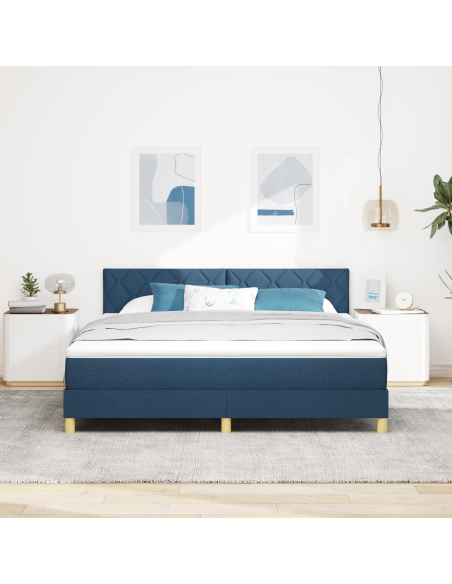 Letto con Contenitore e Materasso e LED Blu 180x200 cm Tessuto