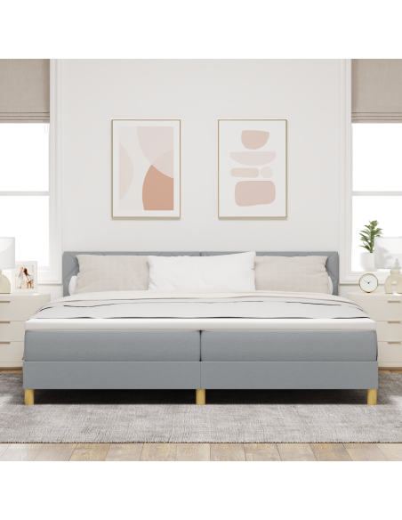 Letto a Box Spring con Materasso e LED Grigio Chiaro 200x200 cm Tessuto