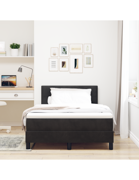 Letto a Box Spring con Materasso e LED Nero 120x190 cm Velluto