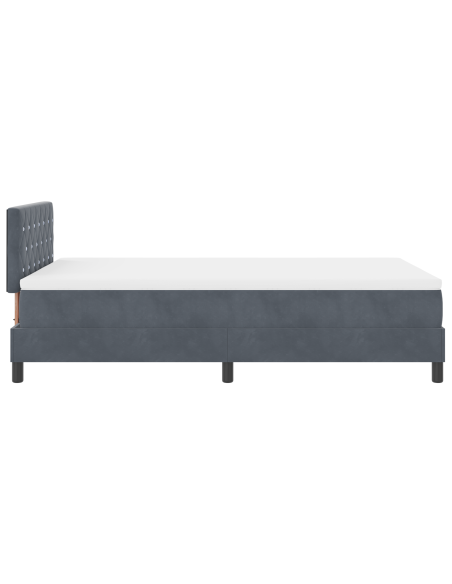 Letto a molle con materasso & LED Grigio scuro 120x190 cm Velluto