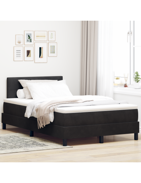 Letto a Box Spring con Materasso e LED Nero 120x190 cm Velluto