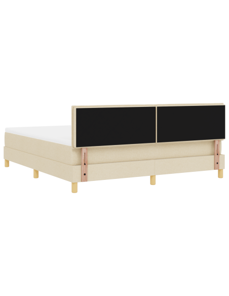 Letto box spring con materasso e LED crema 180x200 cm tessuto