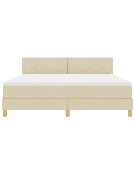 Letto box spring con materasso e LED crema 180x200 cm tessuto
