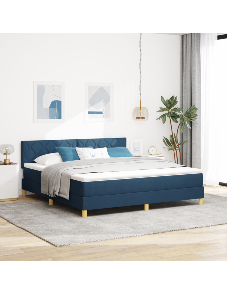 Letto con Contenitore e Materasso e LED Blu 180x200 cm Tessuto