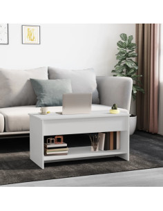 Tavolino da Salotto Bianco 102x50x52,5 cm in Legno Multistrato 2