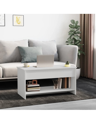 Tavolino da Salotto Bianco 102x50x52,5 cm in Legno Multistrato