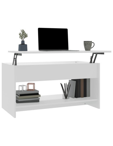 Tavolino da Salotto Bianco 102x50x52,5 cm in Legno Multistrato