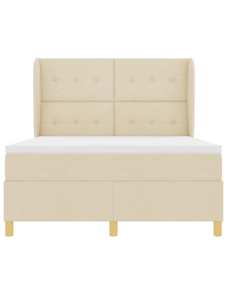 Letto Box Spring con Materasso Crème 140x200 cm Tessuto