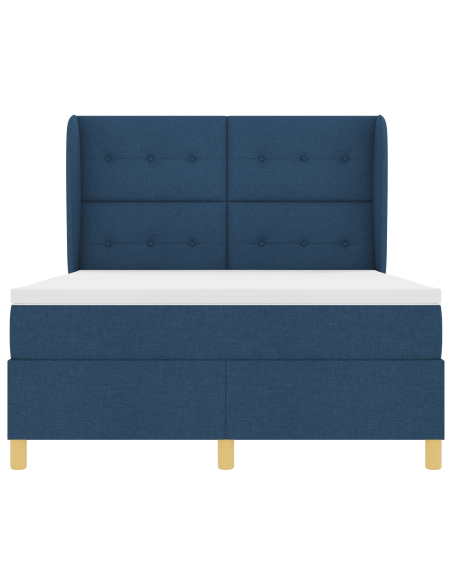 Letto Box Spring con Materasso Blu 140x200 cm Tessuto