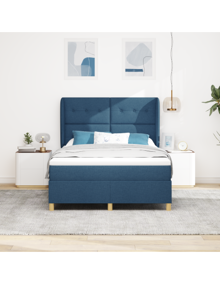 Letto Box Spring con Materasso Blu 140x200 cm Tessuto