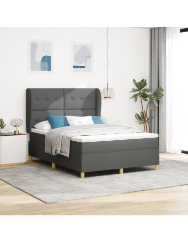 Letto con molle e materasso Grigio Scuro 90x190 cm Tessuto