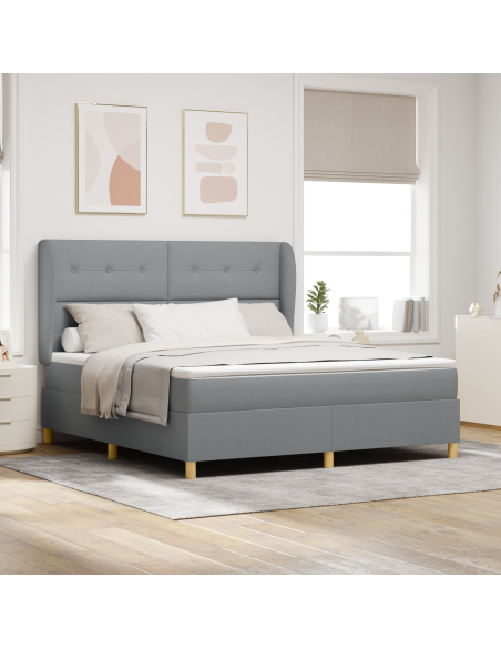 letto a molla  con materasso grigio chiaro 180x200 cm in tessuto
