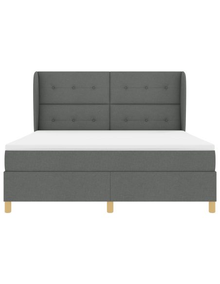 Letto a Molle con Materasso - Grigio Scuro, 180x200 cm, Tessuto
