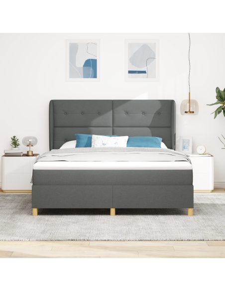 Letto a Molle con Materasso - Grigio Scuro, 180x200 cm, Tessuto