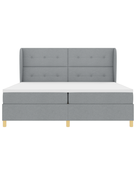 Box Spring Bed con Materasso in Grigio Chiaro, 200x200 cm, Tessuto